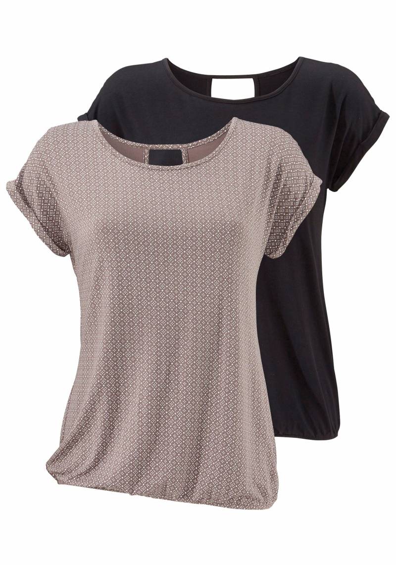LASCANA Kurzarmshirt »mit modischem Cut-Out«, (2er-Pack), aus weichem Viskose-Stretch von Lascana