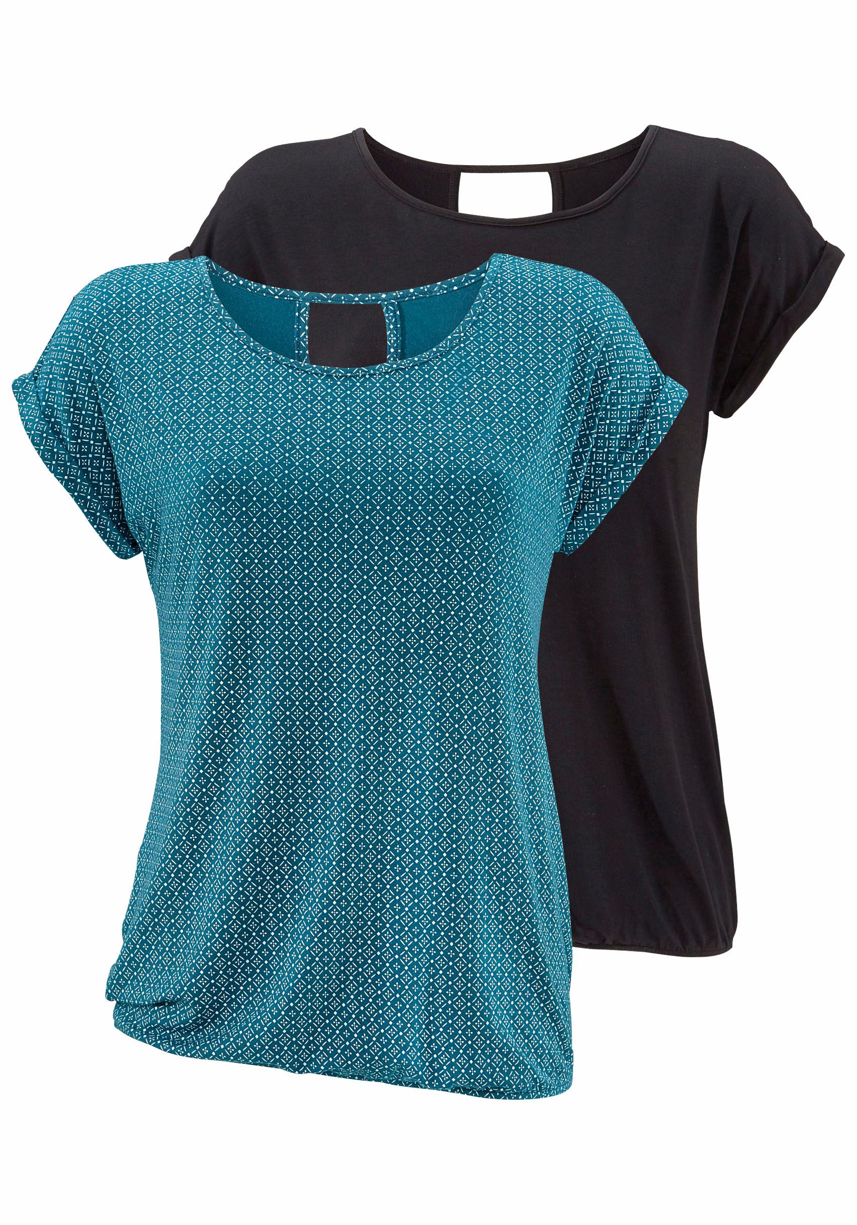 LASCANA Kurzarmshirt »mit modischem Cut-Out«, (2er-Pack), aus weichem Viskose-Stretch LASCANA Kurzarmshirt »mit modischem Cut-Out«, (2er-Pack), aus weichem Viskose-Stretch von Lascana