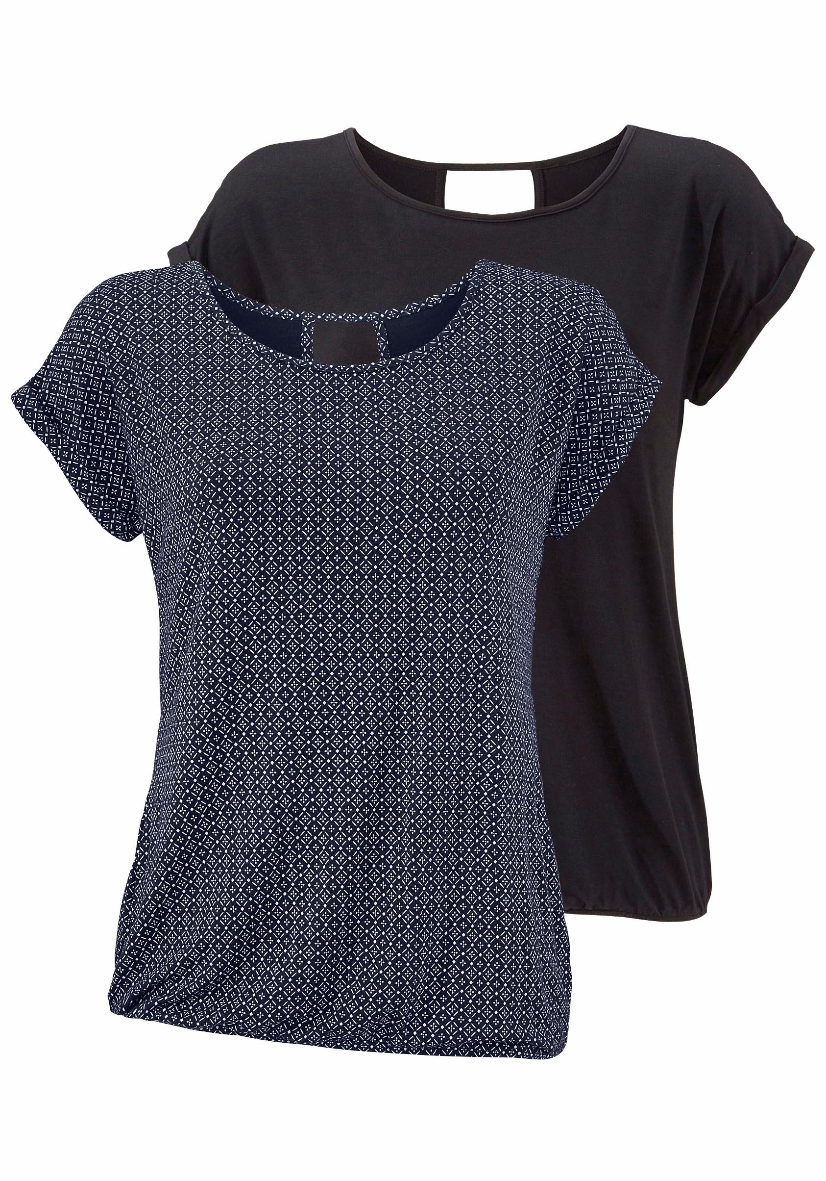 LASCANA Kurzarmshirt »mit modischem Cut-Out«, (2er-Pack), aus weichem Viskose-Stretch LASCANA Kurzarmshirt »mit modischem Cut-Out«, (2er-Pack), aus weichem Viskose-Stretch von Lascana