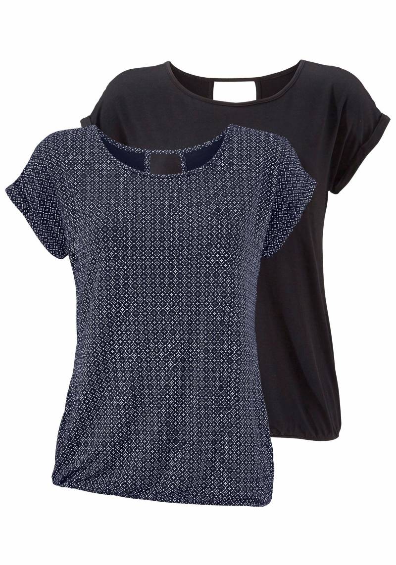 LASCANA Kurzarmshirt »mit modischem Cut-Out«, (2er-Pack), aus weichem Viskose-Stretch von Lascana