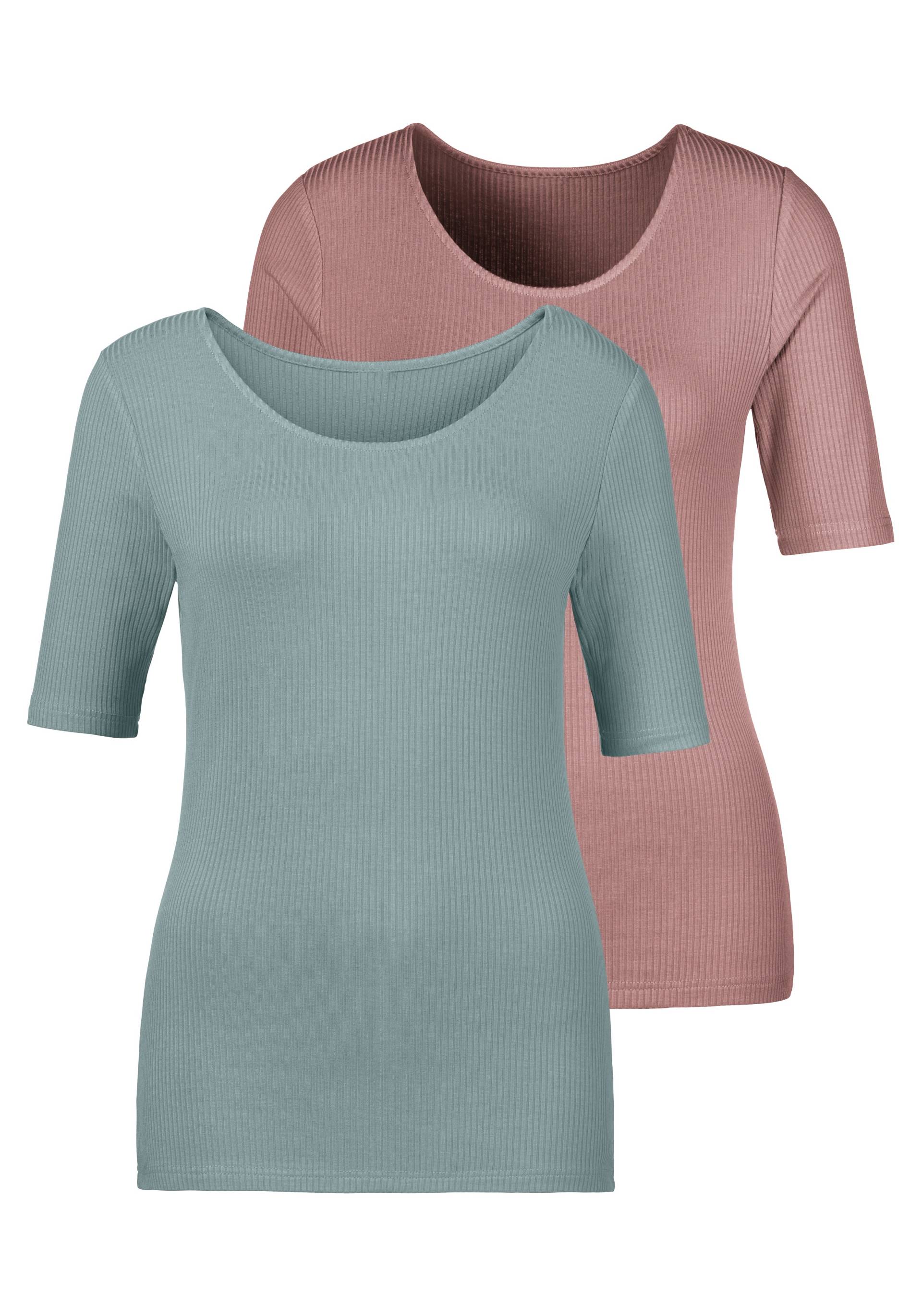 LASCANA T-Shirt »Rippshirt«, (2er-Pack), mit geradem Saum von Lascana
