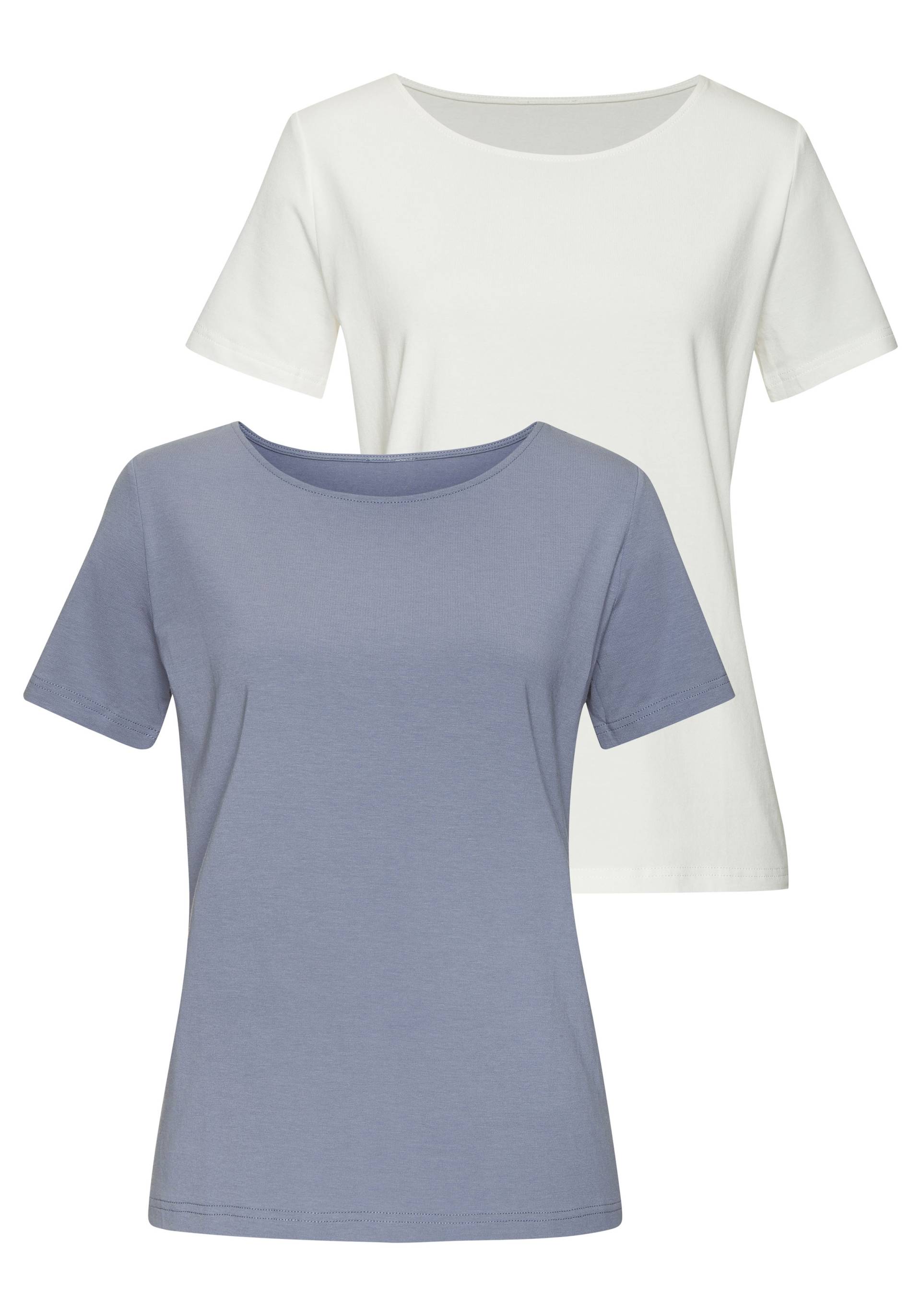 LASCANA T-Shirt »mit Rundhals-Ausschnitt«, (2er-Pack), aus elastischer Baumwoll-Modal-Qualität von Lascana
