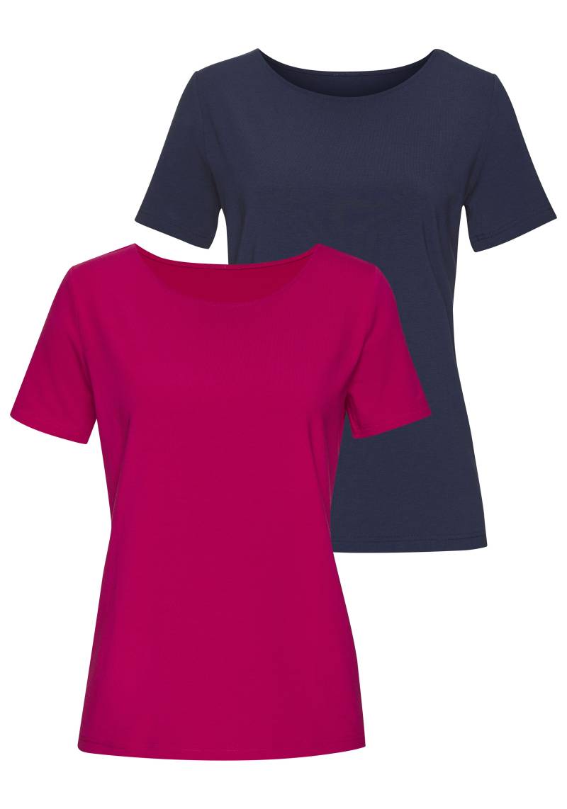 LASCANA T-Shirt »mit Rundhals-Ausschnitt«, (2er-Pack), aus elastischer Baumwoll-Modal-Qualität von Lascana