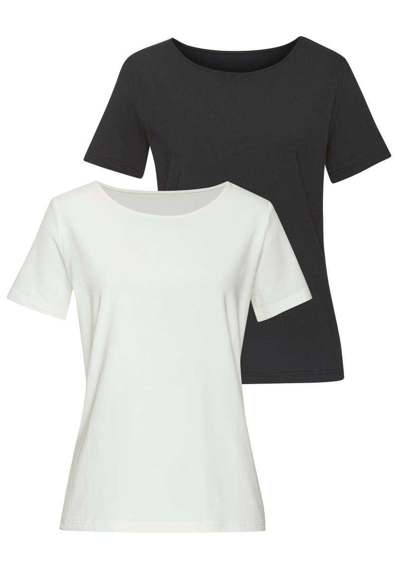 LASCANA T-Shirt »mit Rundhals-Ausschnitt«, (2er-Pack), aus elastischer Baumwoll-Modal-Qualität von Lascana
