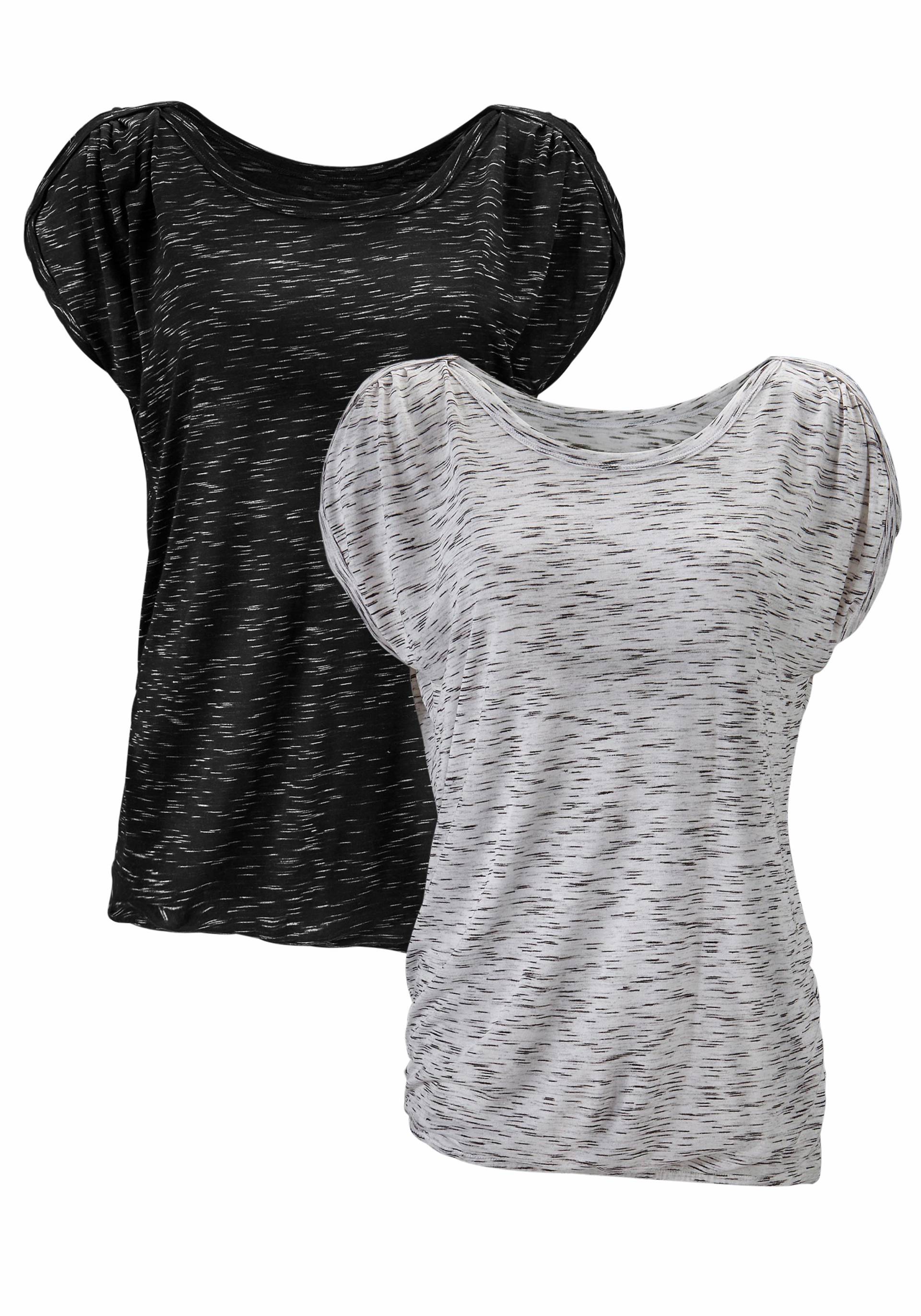 LASCANA Kurzarmshirt »mit Schulterraffung«, (2er-Pack), aus weicher Viskose-Qualität von Lascana