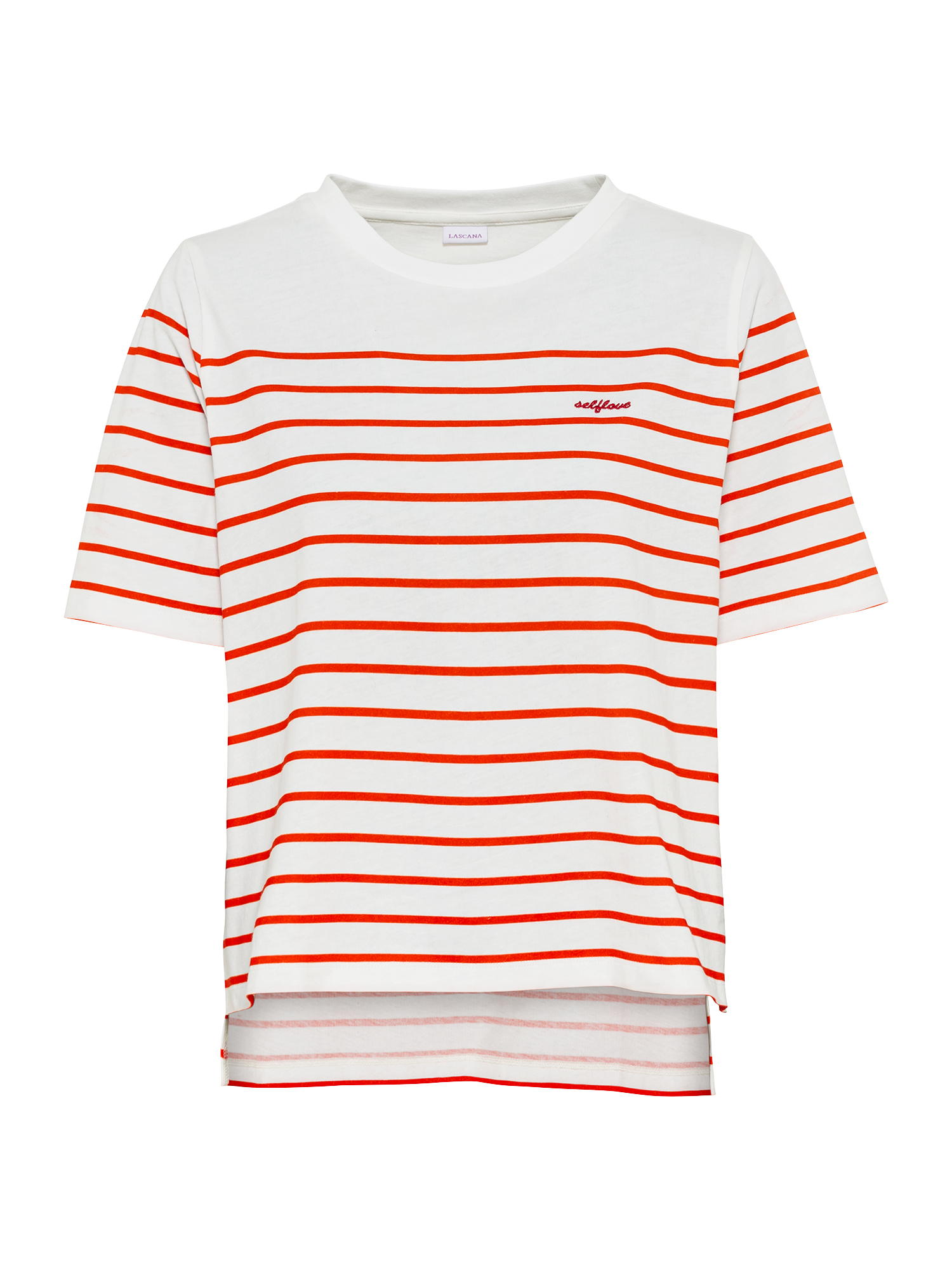 LASCANA T-Shirt, mit Streifen, Kurzarmshirt aus Baumwolle, schlanke Optik, Basic von Lascana
