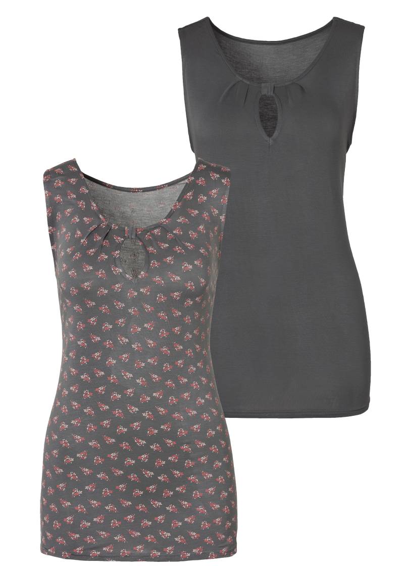 LASCANA Shirttop »mit kleinem Cut-Out am Ausschnitt«, (2er-Pack), aus weichem Viskose-Stretch von Lascana