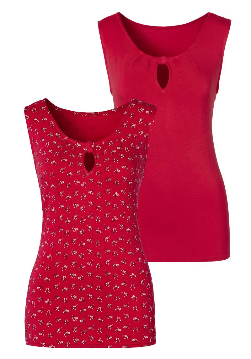 LASCANA Shirttop »mit kleinem Cut-Out am Ausschnitt«, (2er-Pack), aus weichem Viskose-Stretch von Lascana