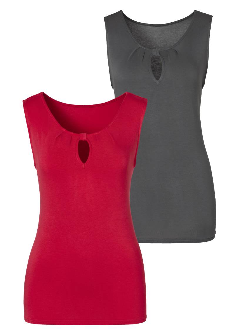 LASCANA Shirttop »mit kleinem Cut-Out am Ausschnitt«, (2er-Pack), aus weichem Viskose-Stretch von Lascana