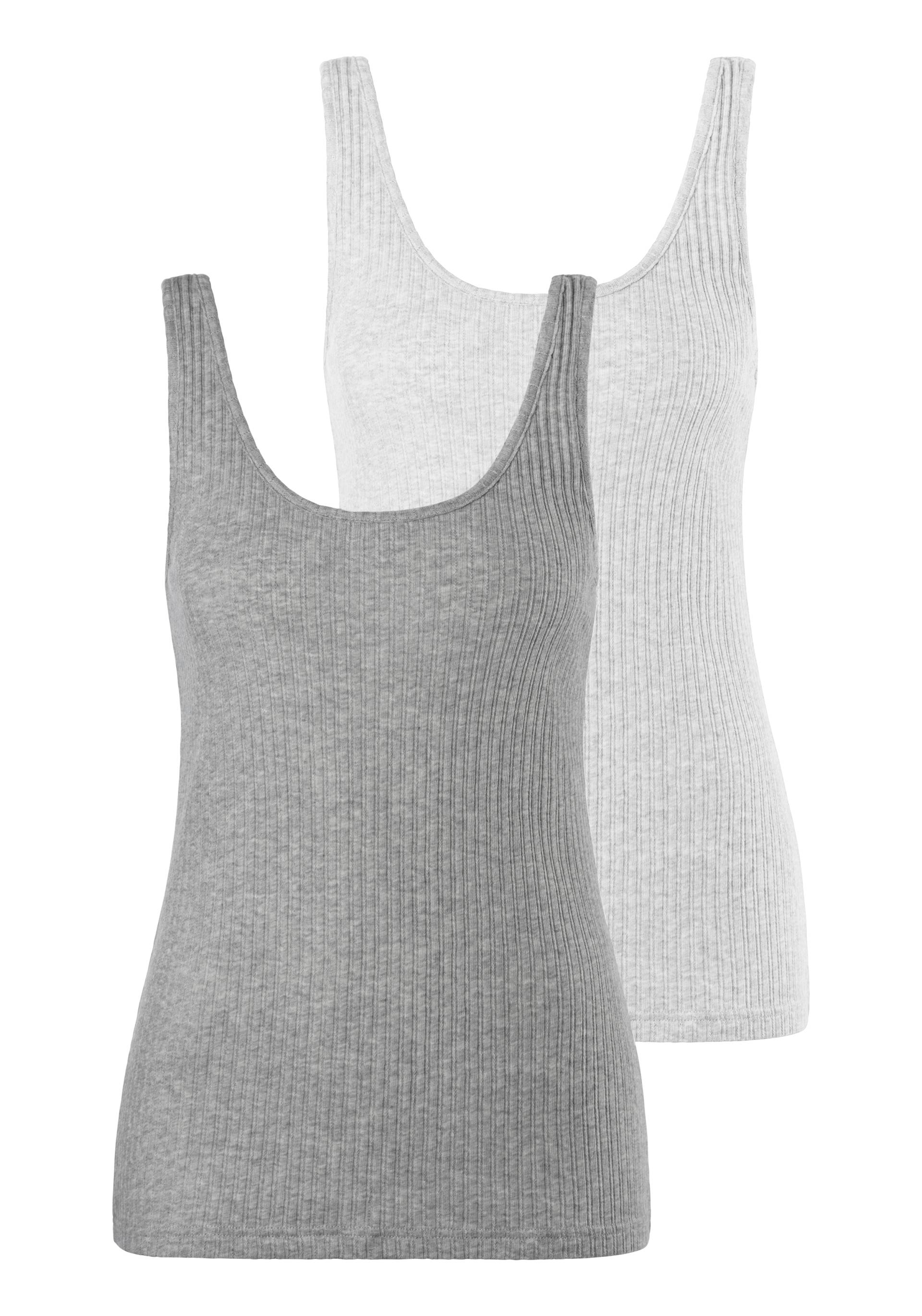 LASCANA Unterhemd, (Packung, 2 St., 2er-Pack), aus modischer Ripp-Qualität, Tanktop, Unterziehshirt von Lascana