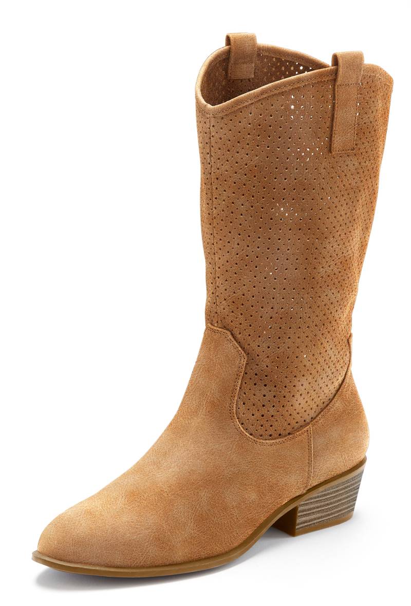 LASCANA Westernstiefel, Sommer Boots, Ankle Stiefelette, Schlupfstiefel, Cowboy-Look, Cut-Outs von Lascana