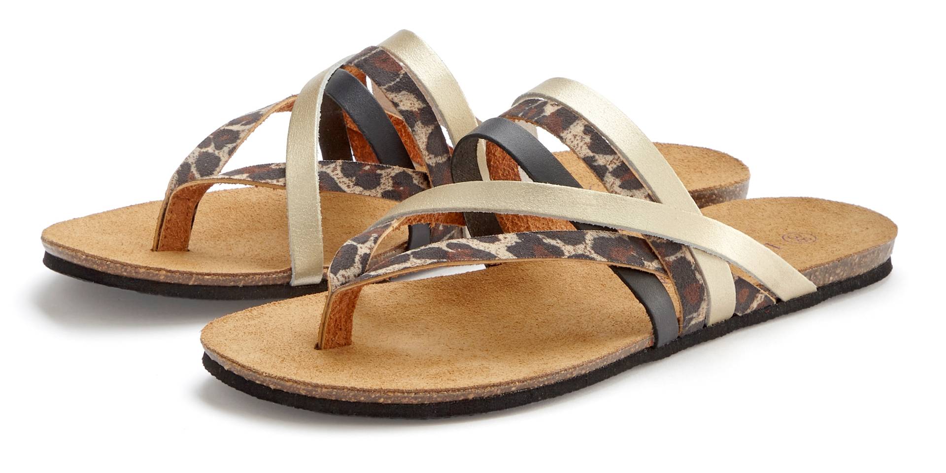 LASCANA Zehentrenner, Sandale, Pantolette aus Leder mit Korkfussbett LASCANA Zehentrenner, Sandale, Pantolette aus Leder mit Korkfussbett von Lascana
