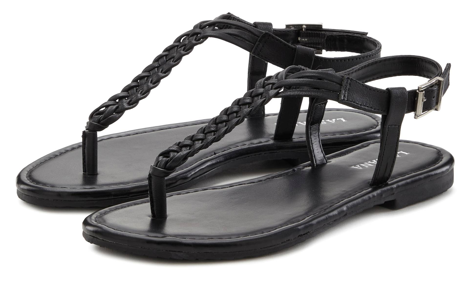 LASCANA Zehentrenner »Sandalette, Sommerschuh«, Sandale aus Leder mit Flecht-Optik LASCANA Zehentrenner »Sandalette, Sommerschuh«, Sandale aus Leder mit Flecht-Optik von Lascana