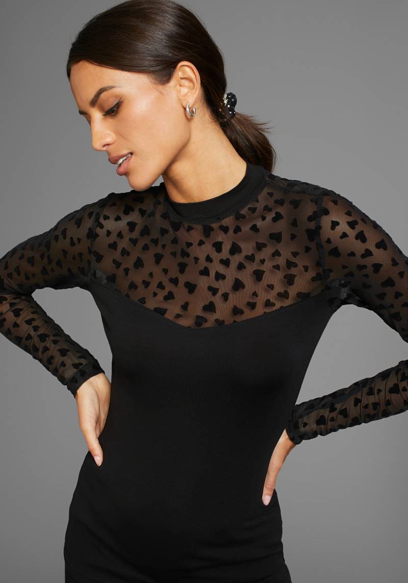Laura Scott Langarmshirt, mit verspieltem Mesheinsatz von Laura Scott