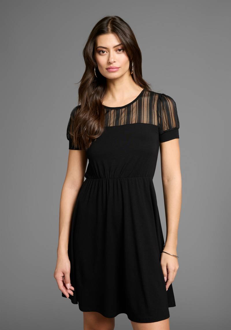Laura Scott Sommerkleid, mit gestreiften Mesh-Einsatz & elastischem Bund - NEUE KOLLEKTION von Laura Scott