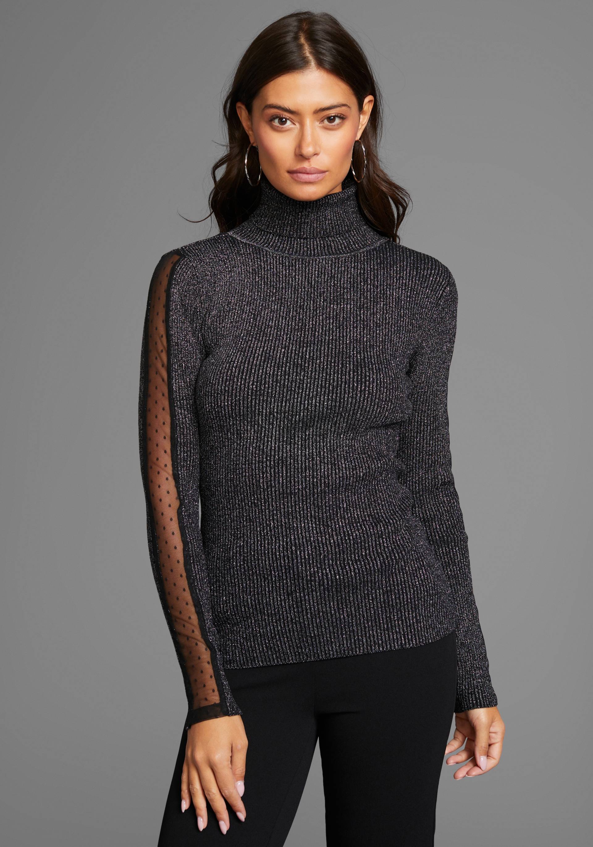 Laura Scott Rollkragenpullover, mit Mesheinsatz am Ärmel von Laura Scott