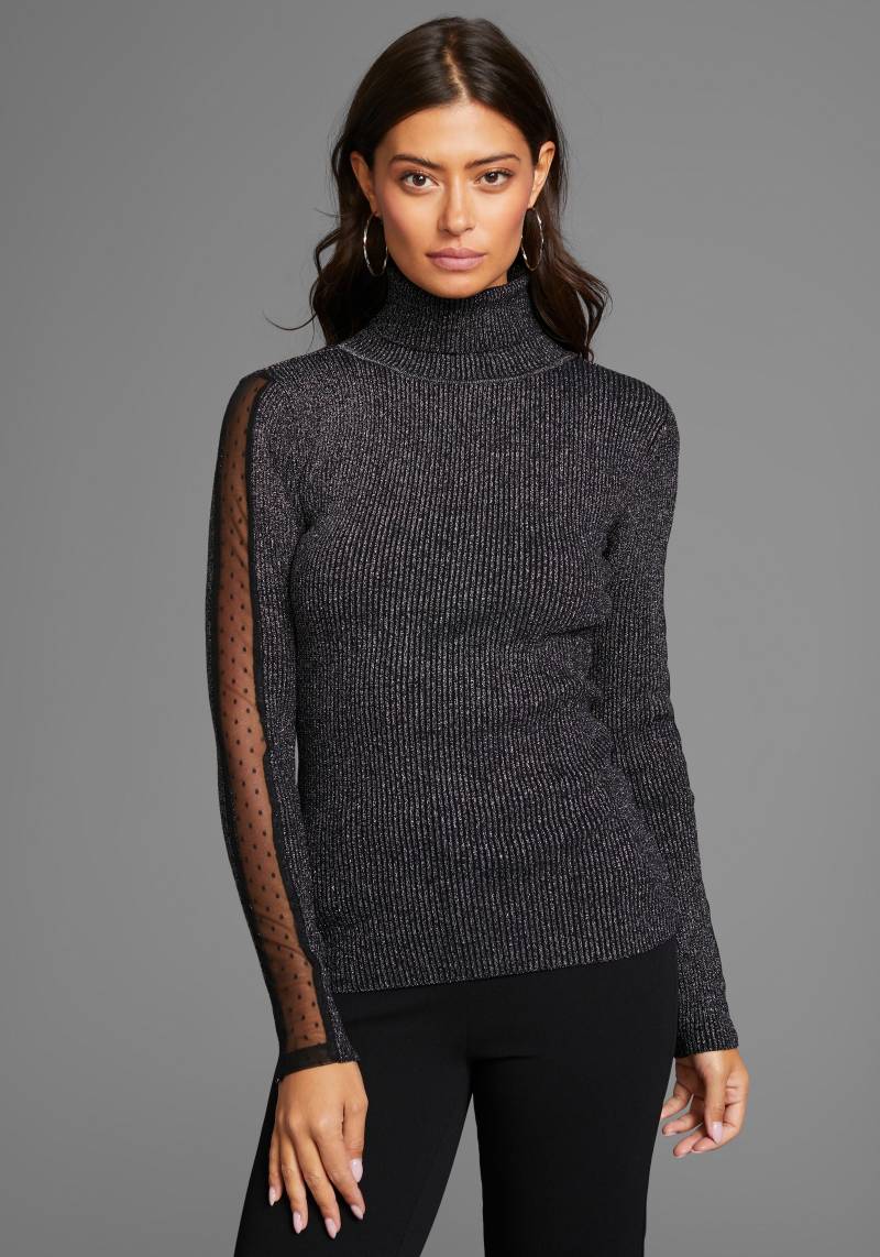 Laura Scott Rollkragenpullover, mit Mesheinsatz am Ärmel von Laura Scott