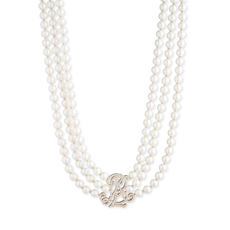 Halskette LAUREN RALPH LAUREN Nk 17In Multirow Logo Collar 14N00558 Weiß von Lauren Ralph Lauren