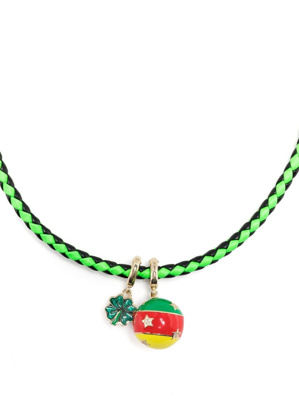 Lauren Rubinski clover-pendant cord necklace - Green von Lauren Rubinski