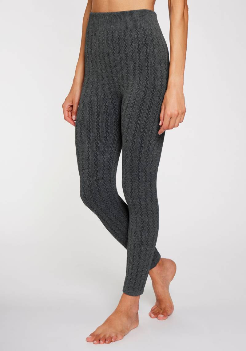 Lavana Strickstrumpfleggings, mit Zopfmuster und innen weich angeraut von Lavana