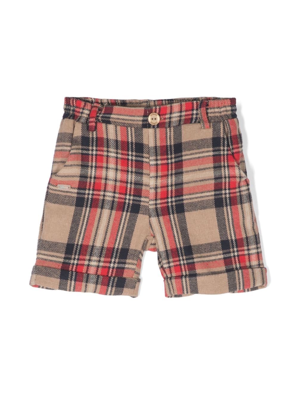 Le Bebé Enfant check-pattern button-fly shorts - Brown von Le Bebé Enfant