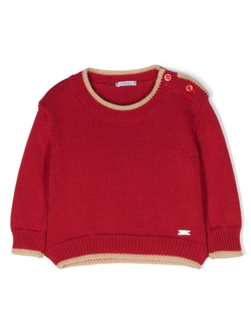 Le Bebé Enfant contrasting trim cotton jumper - Red von Le Bebé Enfant