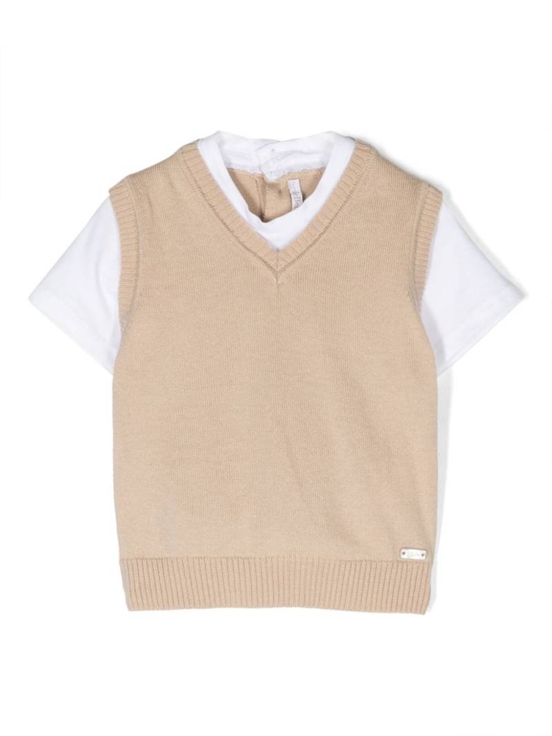 Le Bebé Enfant layered cotton T-shirt - Neutrals von Le Bebé Enfant