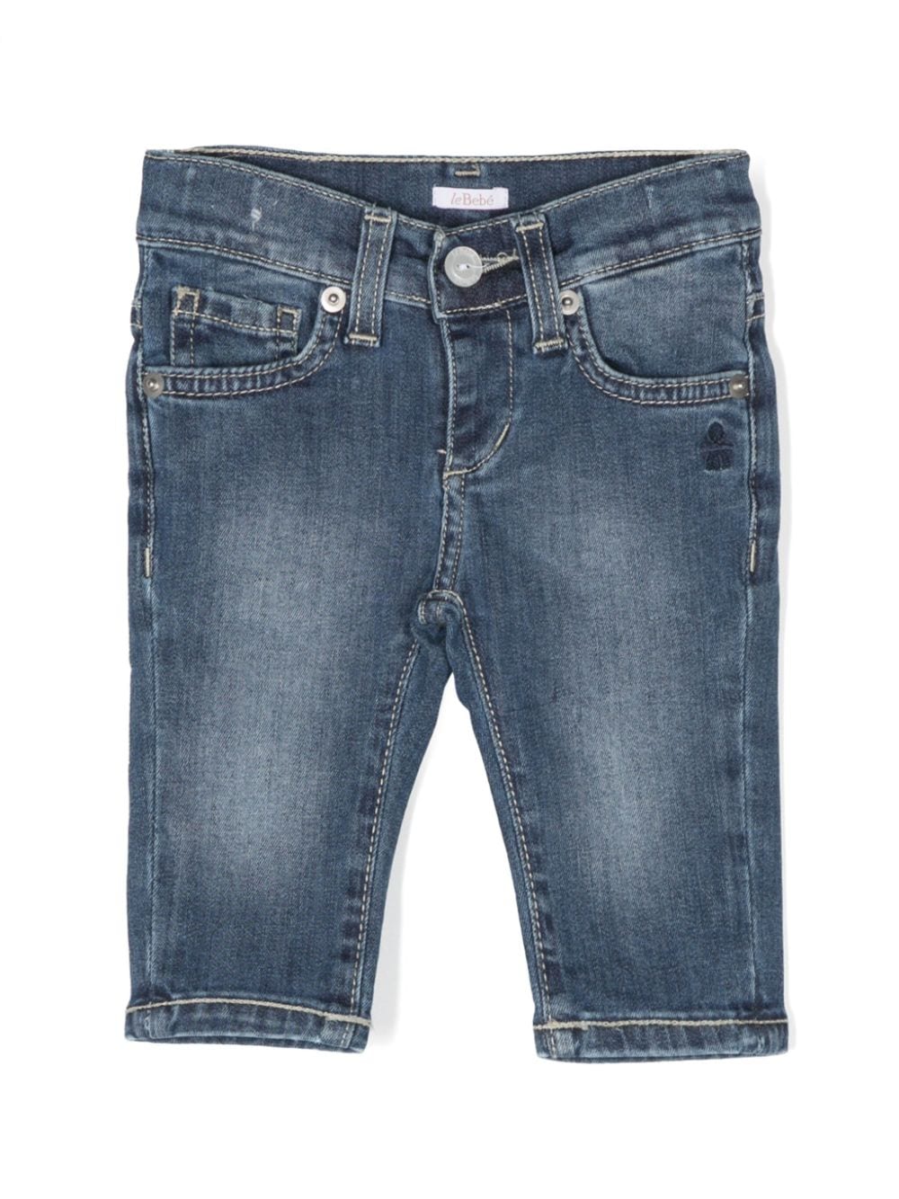 Le Bebé Enfant logo-embroidered straight-leg jeans - Blue von Le Bebé Enfant