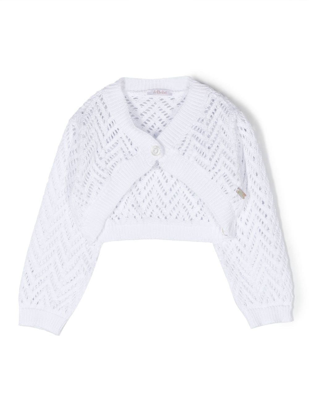 Le Bebé Enfant perforated tricot knit cardigan - White von Le Bebé Enfant