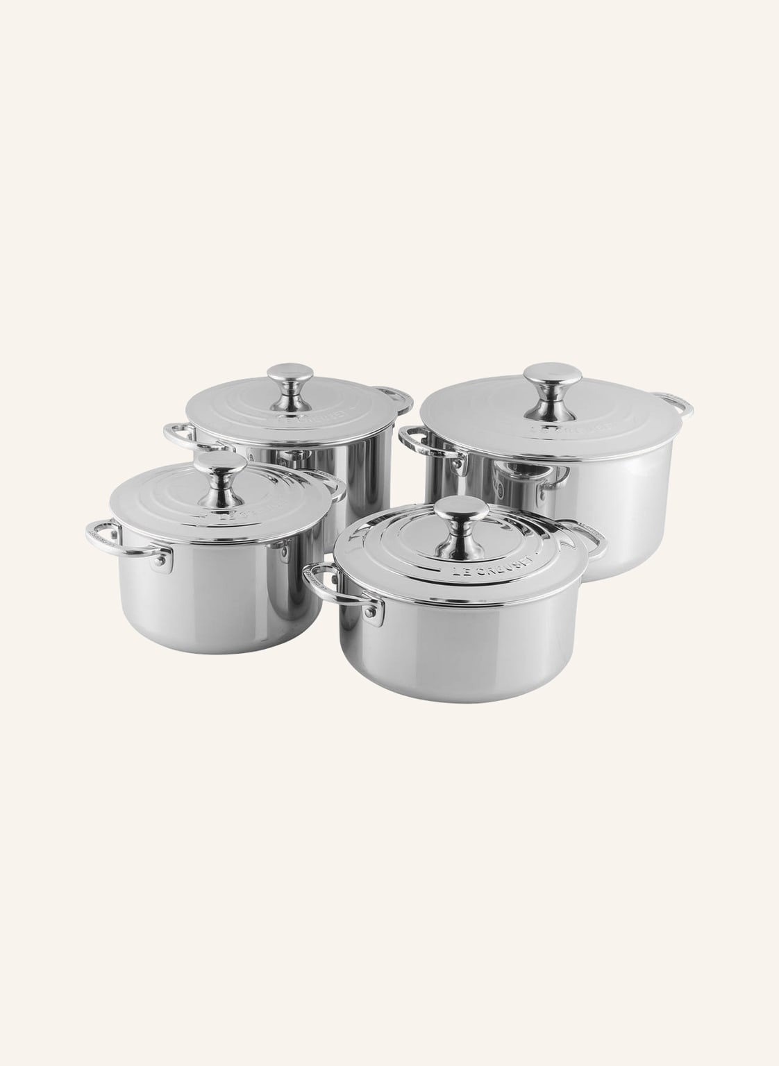 Le Creuset 4-Tlg. Topfset 3 Ply Plus silber Le Creuset 4-Tlg. Topfset 3 Ply Plus silber von Le Creuset
