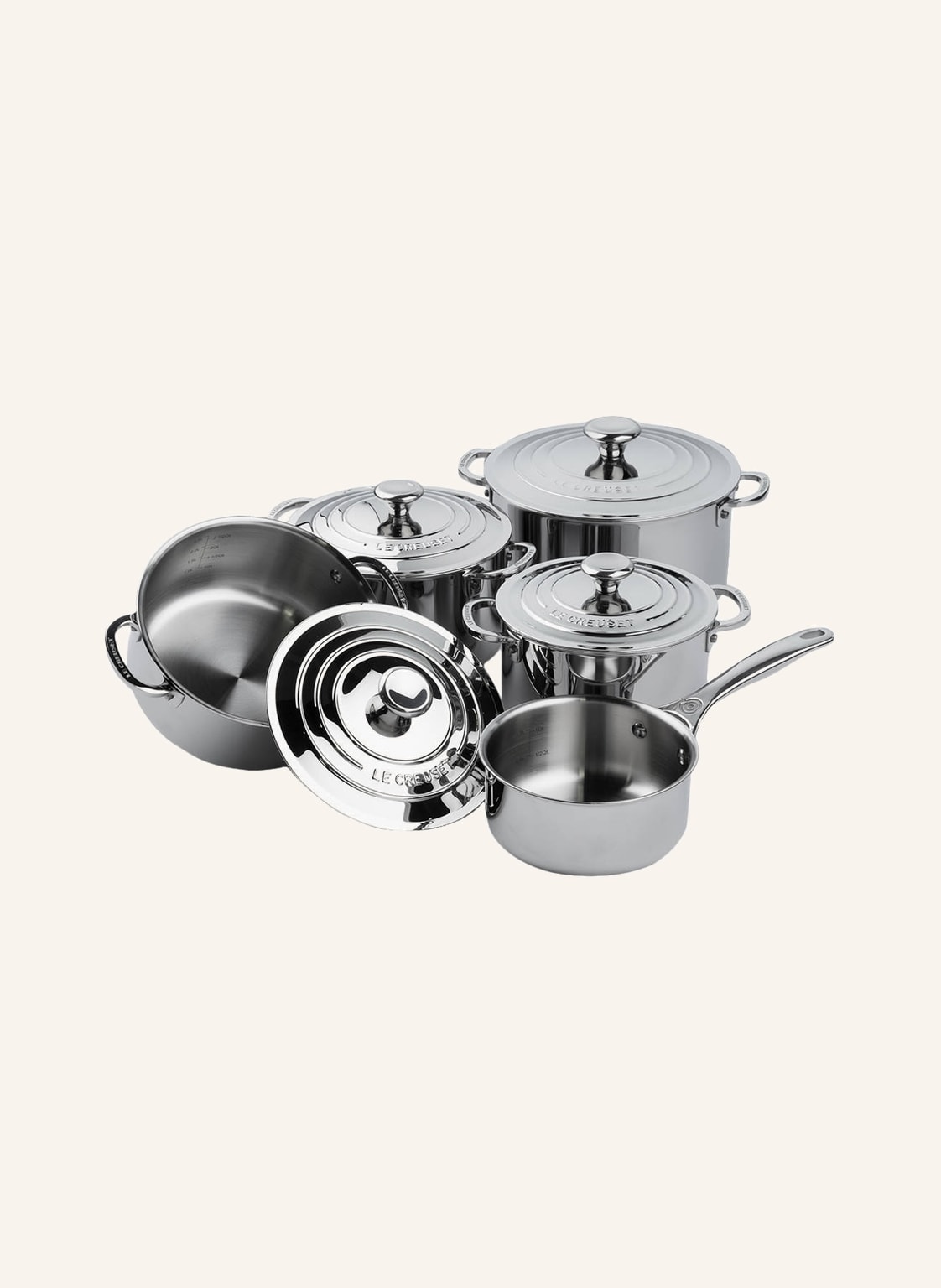 Le Creuset 5-Tlg.Topfset 3 Ply Plus silber von Le Creuset