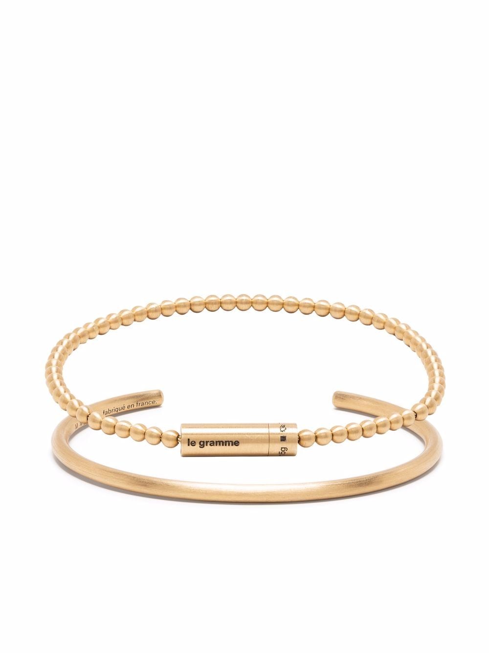 Le Gramme 18kt brushed yellow gold cuff and beaded bangle set von Le Gramme