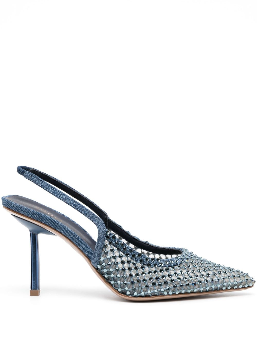 Le Silla Gilda 80mm crystal-embellished denim pumps - Blue von Le Silla