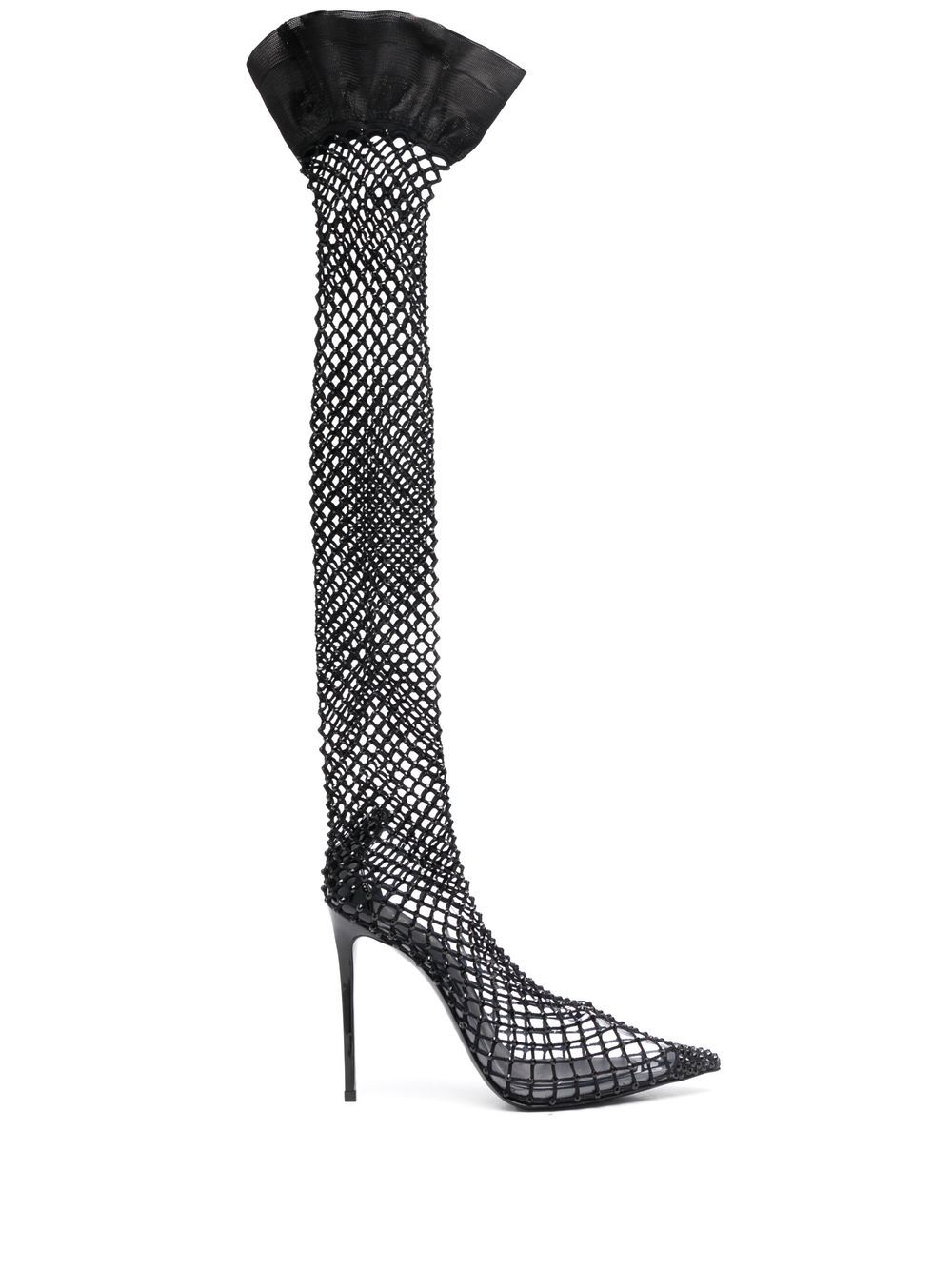Le Silla Gilda fishnet thigh-high boots - Black von Le Silla