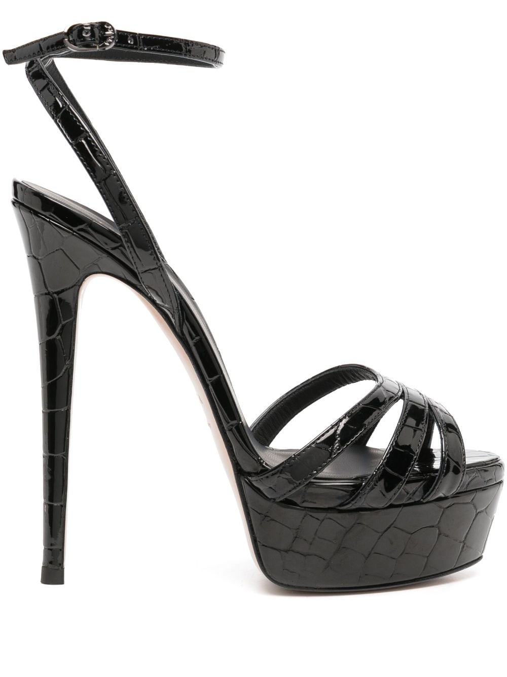 Le Silla Lola 140mm embossed-crocodile sandals - Black von Le Silla