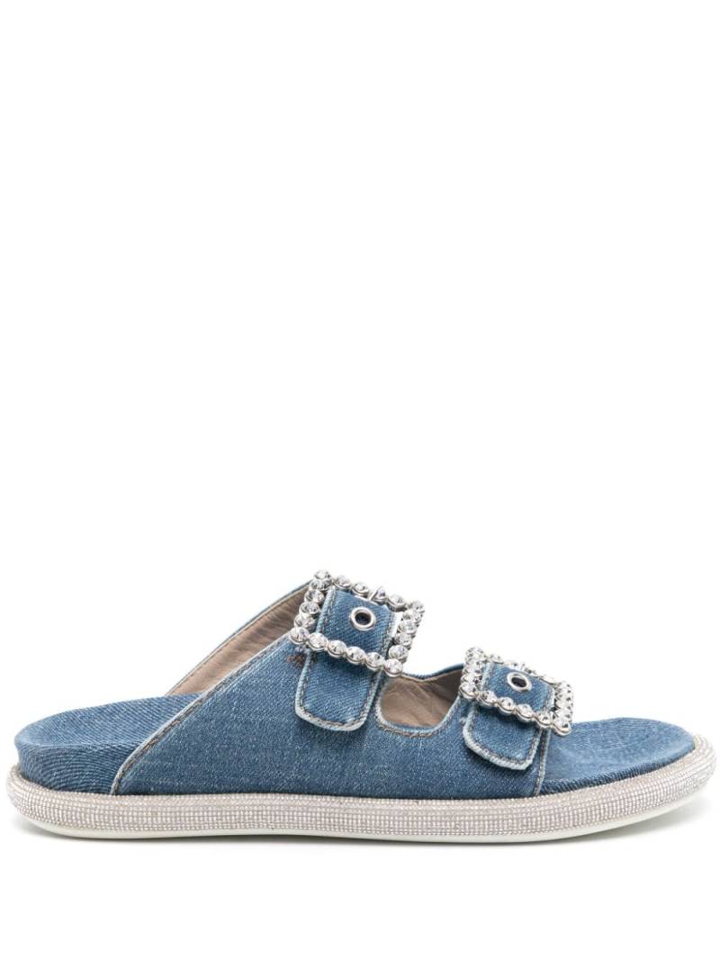 Le Silla Pool Side crystal-embellished buckle slides - Blue von Le Silla