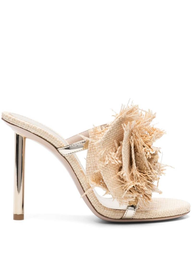 Le Silla Rose 112mm raffia mules - Neutrals von Le Silla