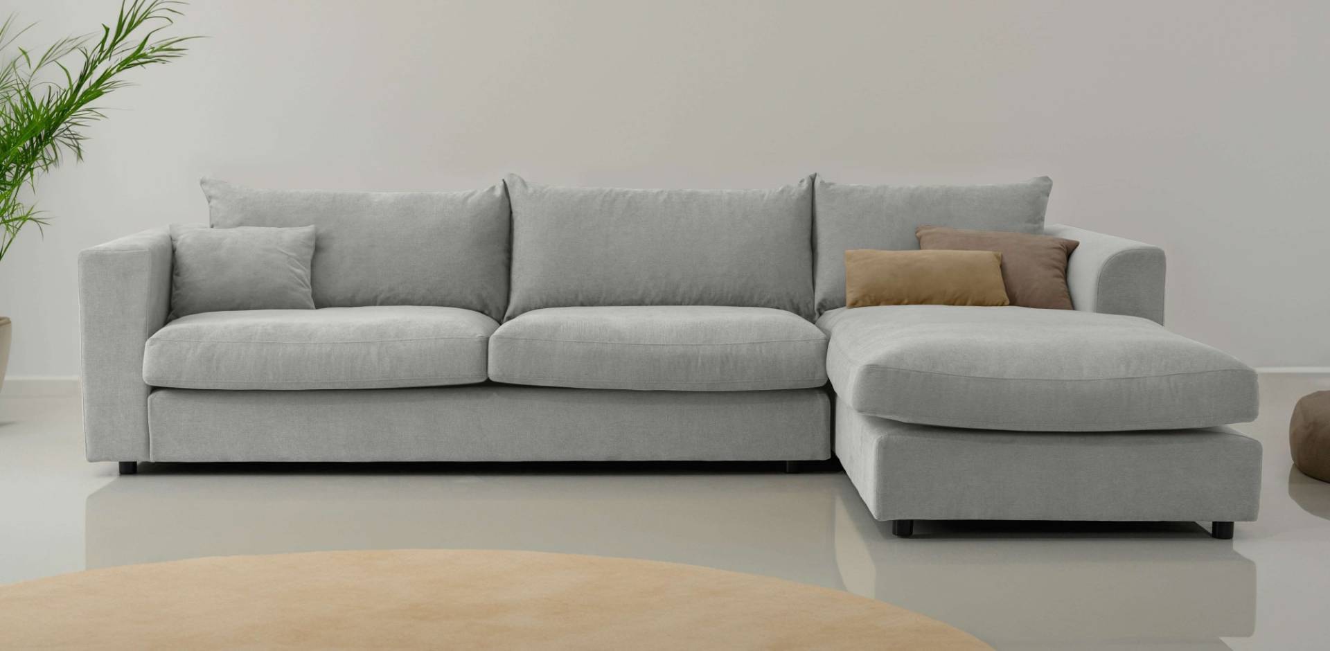 LeGer Home by Lena Gercke Ecksofa »Avelina«, (2 St.), Breite 297 cm, in Cord- und Chenille- Stoff, Rückenkissen mit Federn von LeGer Home by Lena Gercke