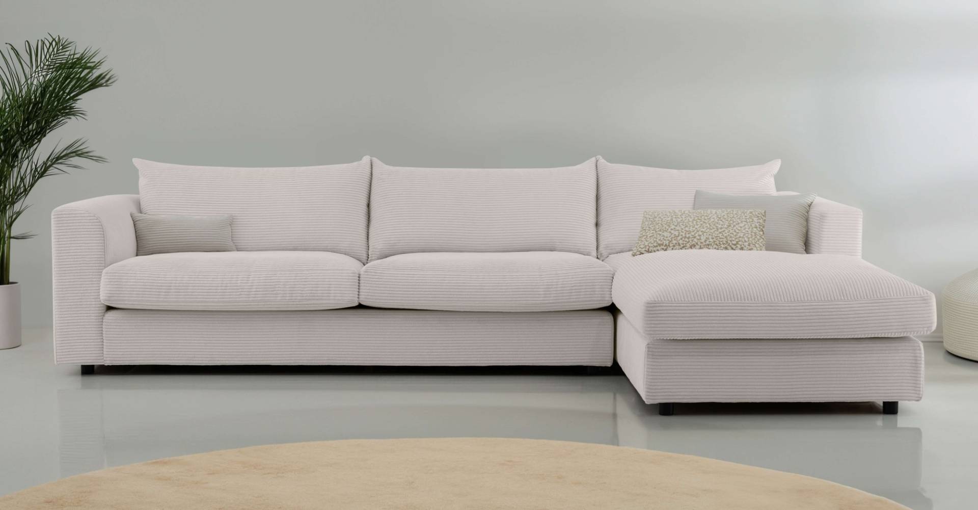 LeGer Home by Lena Gercke Ecksofa »Avelina«, (2 St.), Breite 297 cm, in Cord- und Chenille- Stoff, Rückenkissen mit Federn von LeGer Home by Lena Gercke