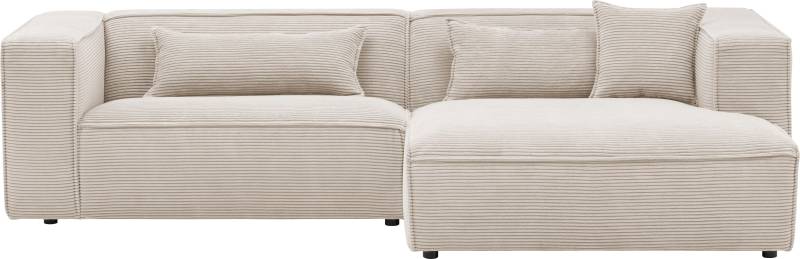 LeGer Home by Lena Gercke Ecksofa »PIARA mit Kedernaht in Cord oder Leinenoptik, moderne Couch in L-Form«, wahlweise Ottomane rechts/links, schwarze Füsse, bequemer Sitzkomfort von LeGer Home by Lena Gercke