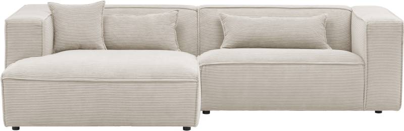 LeGer Home by Lena Gercke Ecksofa »PIARA mit Kedernaht in Cord oder Leinenoptik, moderne Couch in L-Form«, wahlweise Ottomane rechts/links, schwarze Füsse, bequemer Sitzkomfort von LeGer Home by Lena Gercke