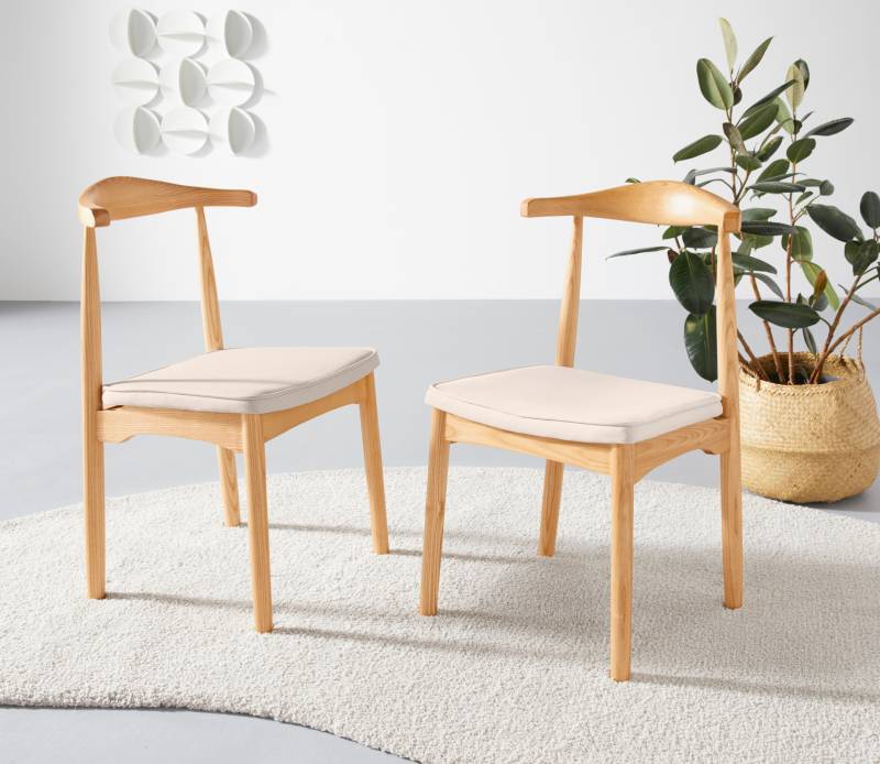 LeGer Home by Lena Gercke Esszimmerstuhl »Rianne«, (Set), 2 St., Gestellrahmen aus massivem Eschenholz, Sitzfläche mit Webstoffkissen von LeGer Home by Lena Gercke