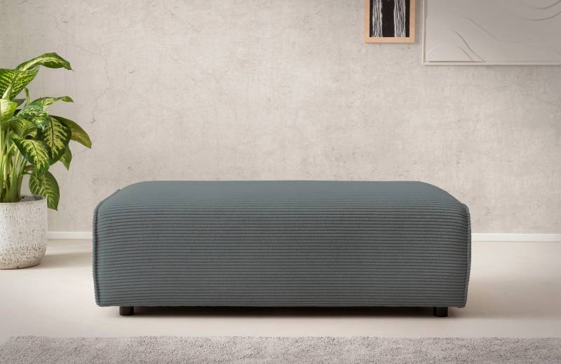 LeGer Home by Lena Gercke Hocker »PIARA, Polsterhocker mit Kedernaht in Cord oder Leinenoptik«, zur Serie PIARA, rechteckig, schwarze Füsse, bequemer Sitzkomfort von LeGer Home by Lena Gercke