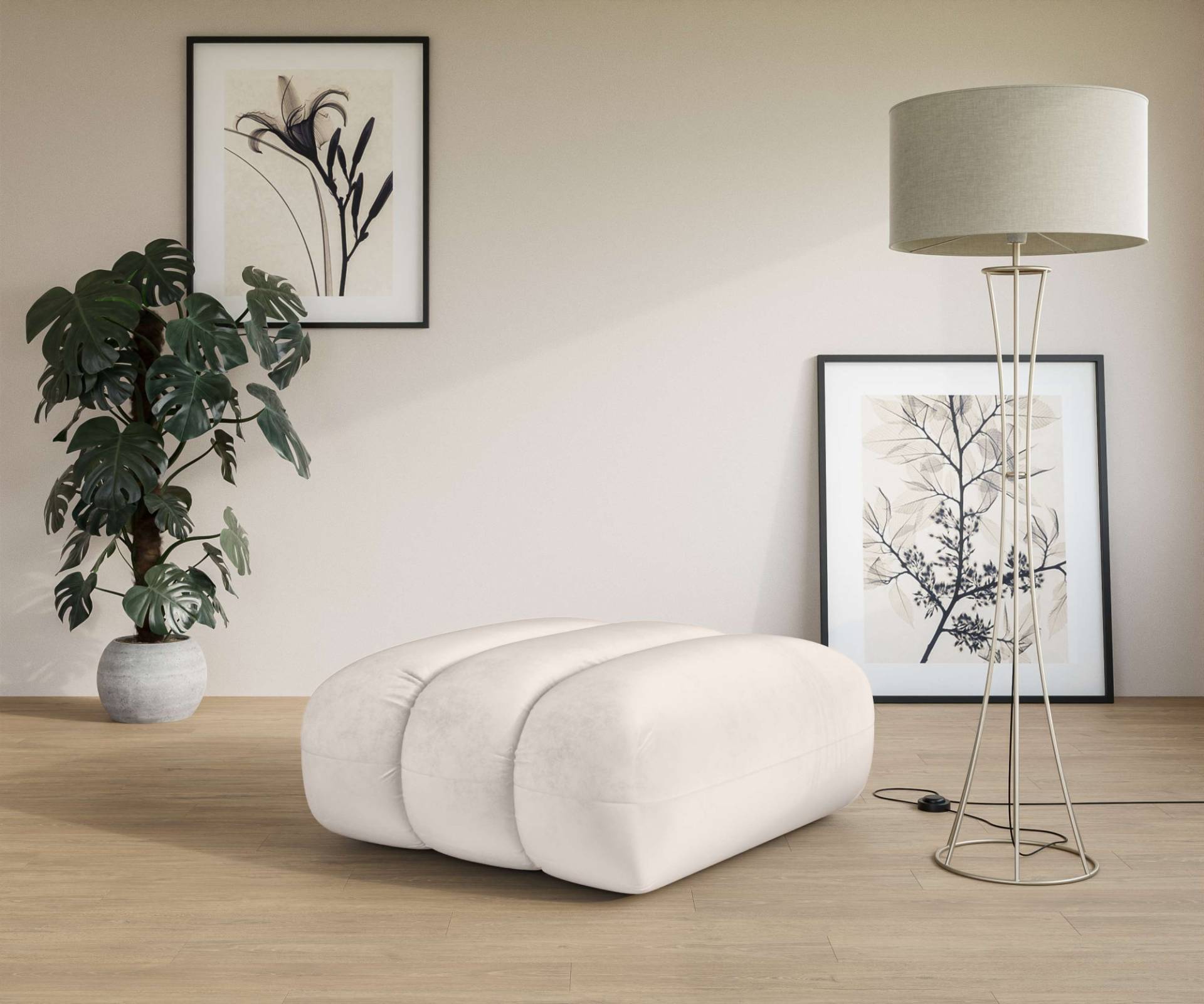 LeGer Home by Lena Gercke Polsterhocker »Priya Sitzhocker, moderne Steppung, auch in Bouclé«, gemütlich und modern, Masse B/T/H: 90/106/46 cm von LeGer Home by Lena Gercke
