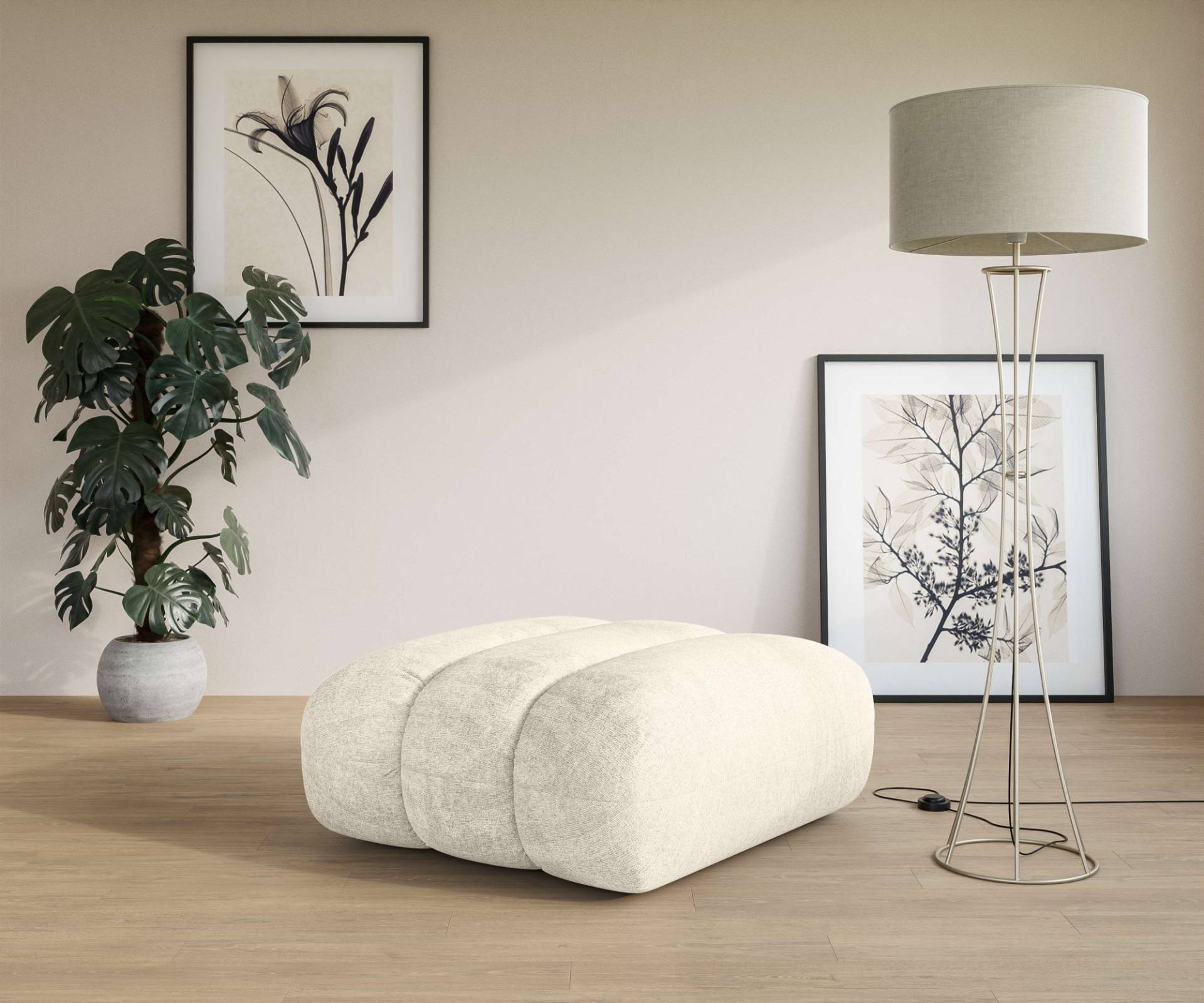 LeGer Home by Lena Gercke Polsterhocker »Priya Sitzhocker, moderne Steppung, auch in Bouclé«, gemütlich und modern, Masse B/T/H: 90/106/46 cm von LeGer Home by Lena Gercke
