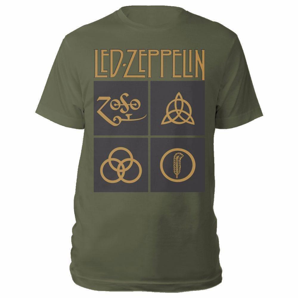 Gold Symbols In Black Square Tshirt Damen Grün L von Led Zeppelin