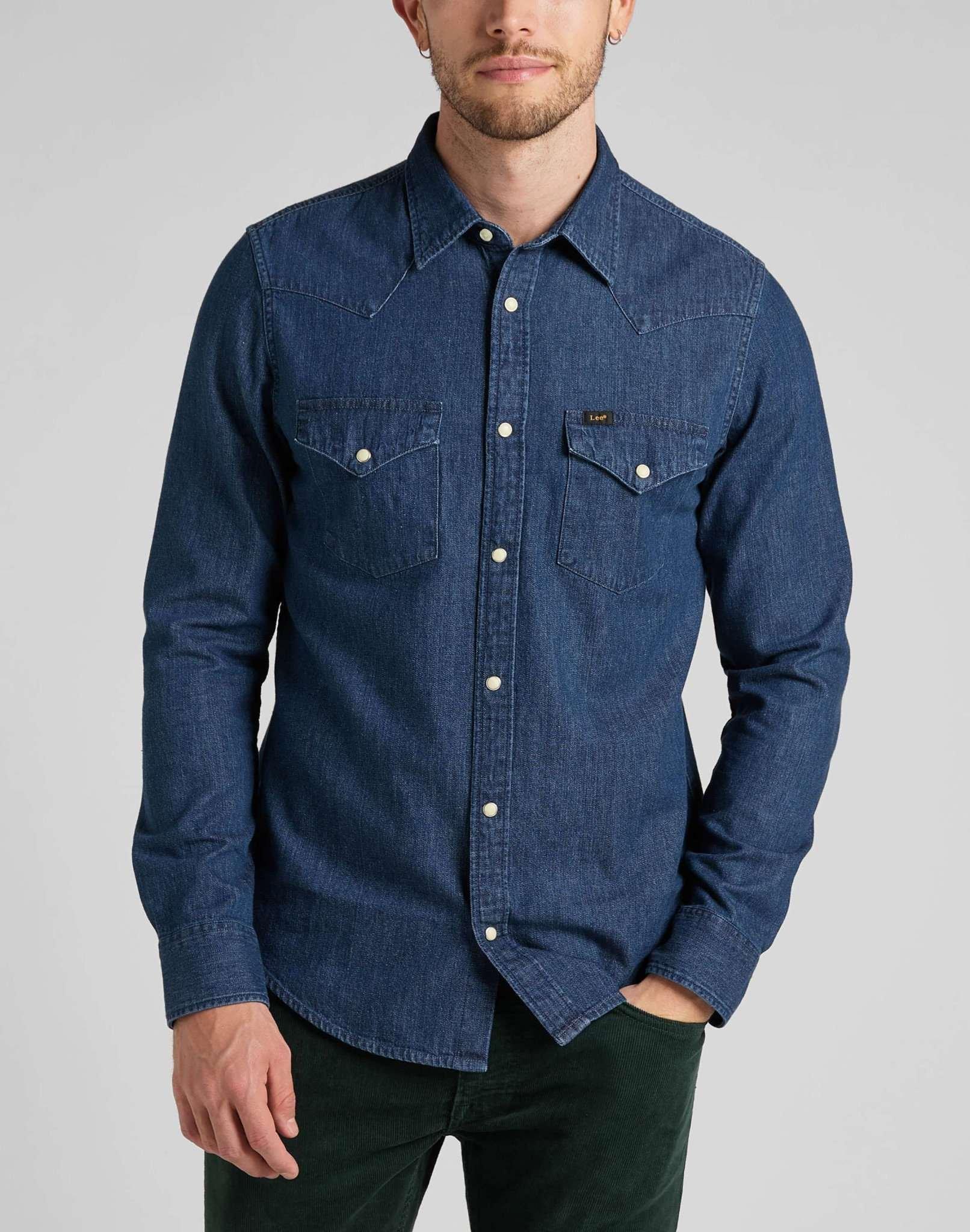 Hemden Regular Western Herren Blau Denim S von Lee