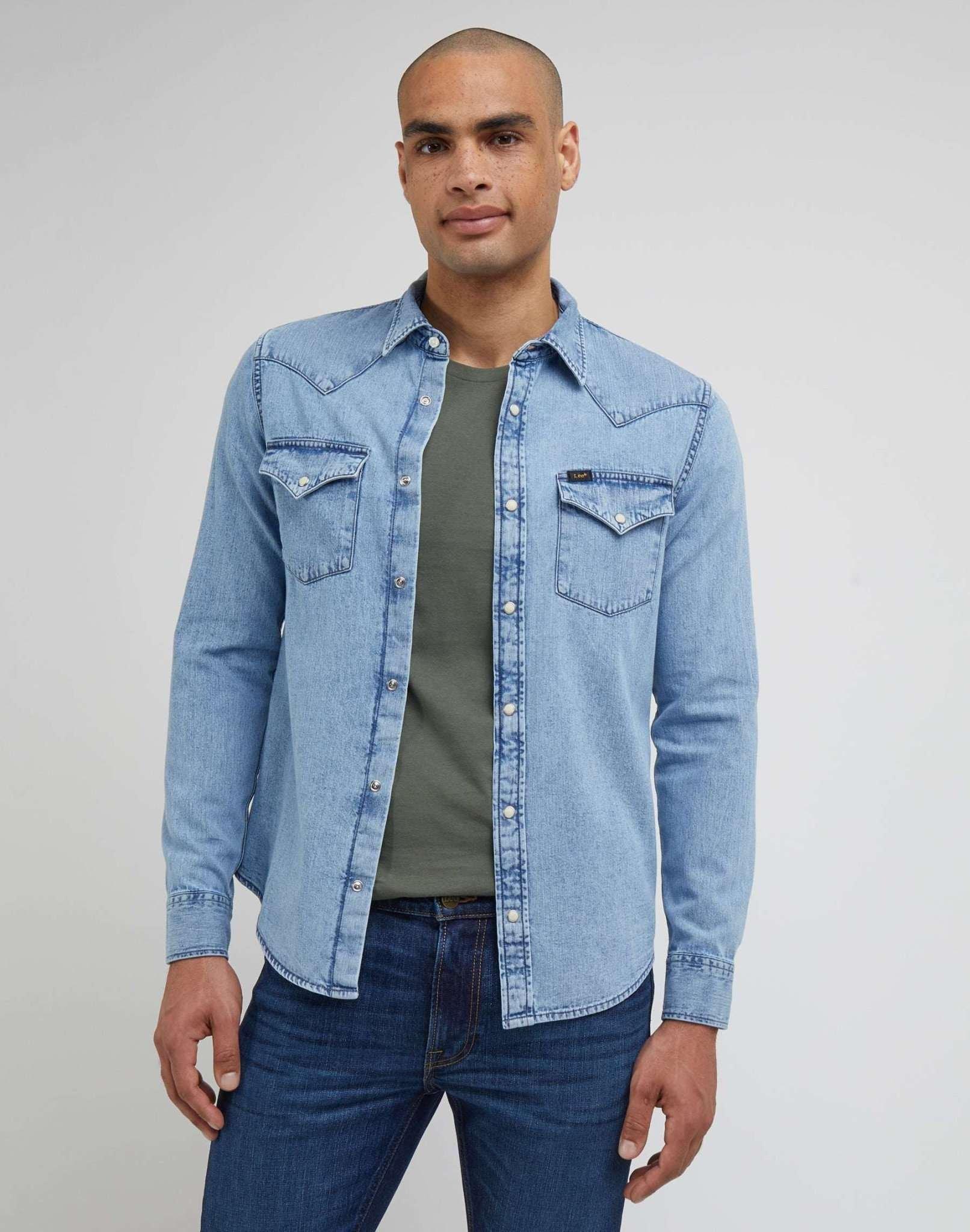 Hemd Regular Western Herren Hellblau XXL von Lee