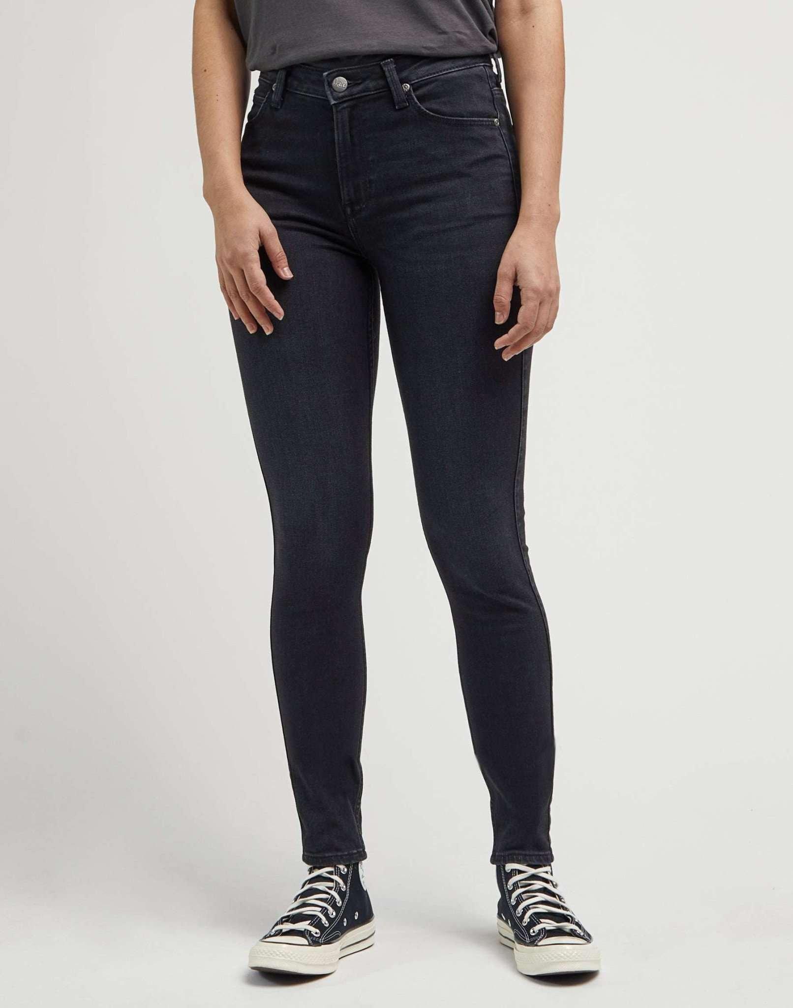 Jeans Skinny Fit Scarlett High Damen Schwarz L31/W25 von Lee