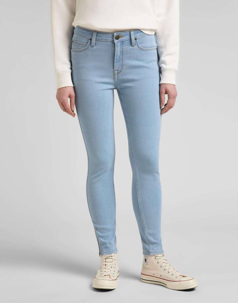 Jeans Skinny Fit Scarlett High Zip Damen Hellblau L33/W25 von Lee
